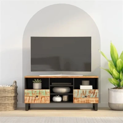 Afbeelding van Tv meubel 100x33x46 cm massief hout gerecycled en bewerkt