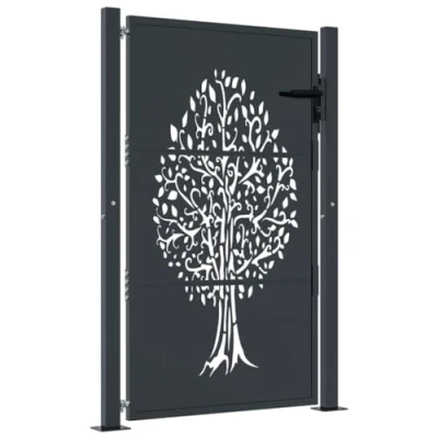 Afbeelding van Poort 105x155 cm met boomontwerp staal antracietkleurig