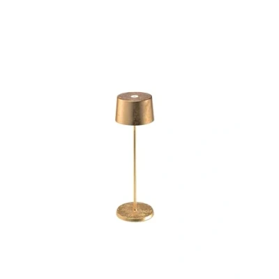 Afbeelding van Zafferano Olivia Pro Tafellamp Oplaadbare Buitenlamp Goud Bureaulamp Snoerloos Dimbare LED Lamp Draadloos Oplaadstation Terraslamp USB Oplaadbaar 35 cm x Ø11