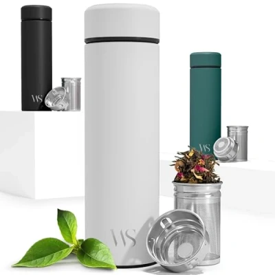 Afbeelding van thermosfles + theezeef, fruit INFUSER Geïsoleerde roestvrijstalen BPA vrij Waterfles 450 ml thermosbeker om mee te nemen: kantoor, sport