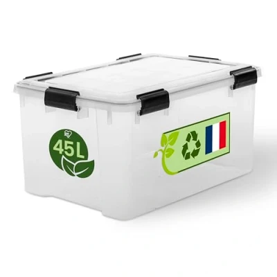 Afbeelding van Iris Ohyama WSB 45 Boîtes de rangement hermétiques en plastique avec couvercle, l, transparentes, fermeture hermétique, à pression robuste, empilables, protection contre la poussière,