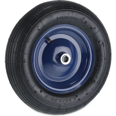 Afbeelding van Relaxdays kruiwagenwiel 4.80 4.00 8 luchtband stalen velg reservewiel blauw