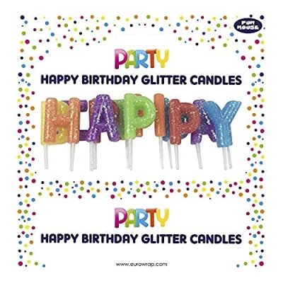 Afbeelding van Clairefontaine 12825 HBMC kaarsen set met glittersteentjes &quot;Happy Birthday&quot;