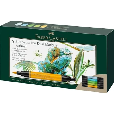 Afbeelding van Tekenstift Faber Castell Pitt Artist duo marker Animals etui 5stuks kl