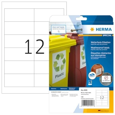 Afbeelding van Etiket HERMA 4595 97x42.3mm folie wit