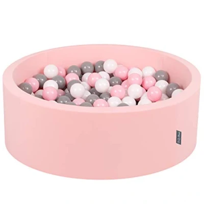 Afbeelding van KiddyMoon 90 x 30 cm/200 ballen met een diameter van 7 cm, rond ballenbad voor baby&#039;s, gemaakt in de EU, roze: Wit, grijs, poederroze