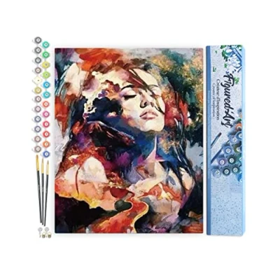 Afbeelding van Figured&#039;Art Schilderen op Nummer Volwassenen canvas Aquarel Vrouw Handwerk acrylverf Kit DIY Compleet 40x50cm zonder frame