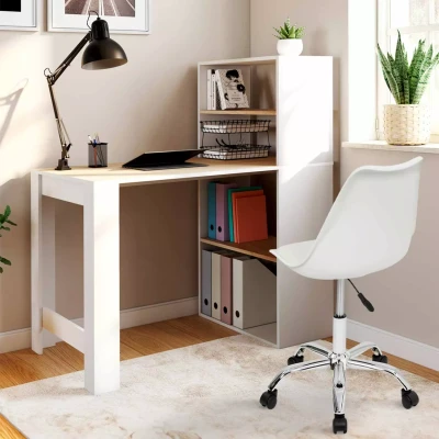 Afbeelding van Bureau bibliothèque BEN bois façon hêtre et blanc