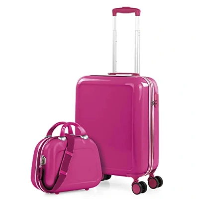 Afbeelding van ITACA Reiskoffers voor kinderen. Medium koffer en cabinekoffer met toilettas. Resistent lichtgewicht slotcombinatie 702600B, Fuchsia