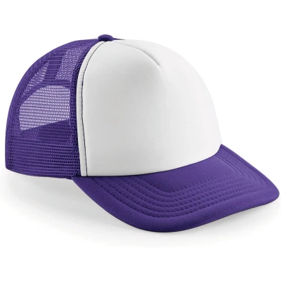 Afbeelding van Beechfield Vintage Snapback Trucker B645 Purple / White