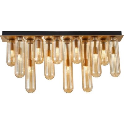 Afbeelding van Lucande plafondlamp 12lichts Glas, metaal H: 35.5 cm G9 amber, zwart