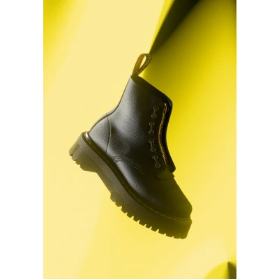 Afbeelding van Dr. Martens Sinclair Enkellaarsjes met plateauzool, Dames, Maat: 37, Black/aunt sally Leer