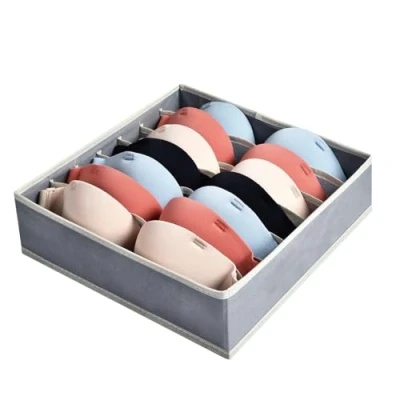 Afbeelding van AiQInu lade organizer voor ondergoed, opbergdozen met 7 vakken, opvouwbaar, opbergdoos, beha&#039;s, stropdassen, sjaal