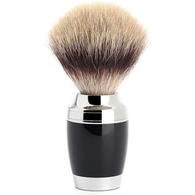 Afbeelding van Muhle Stylo scheerkwast synthetisch haar zwart chroom