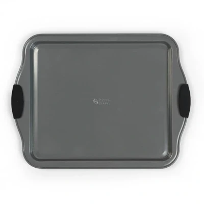 Afbeelding van Russell Hobbs RH01914EU Pearlised bakplaat met antislip handgrepen van siliconen, 38 cm, rechthoekige bakplaten, anti aanbaklaag, koolstofstaal, ovenbestendig tot 200 C
