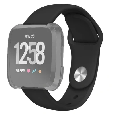 Afbeelding van Fitbit Versa 1 / 2 &amp; Lite siliconen bandje Maat: Small Zwart