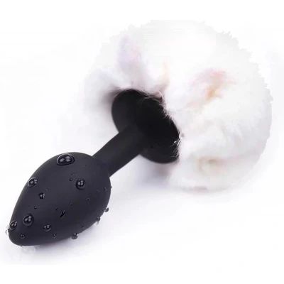 Afbeelding van Buttplug met Pompon Zwart Maat S