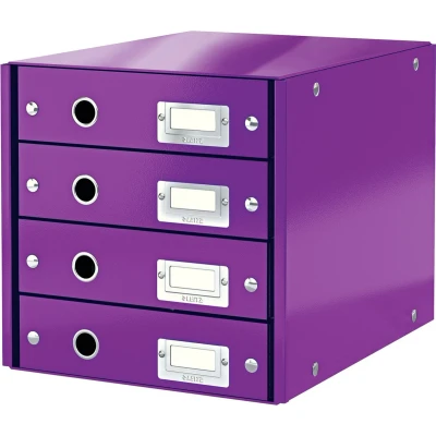 Afbeelding van Leitz Wow Click &amp; Store Ladekast Met 4 Laden 81% Gerecycled Karton Voor A4 Formaten Ruimtebesparende Opberger Paars