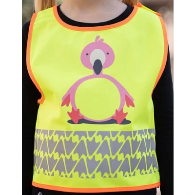 Afbeelding van Korntex Children&#039;s Safety Vest Funtastic Wildlife CO² Neutral KX119K Flamingo Yellow