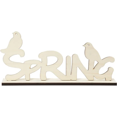 Afbeelding van Creotime Decoratiewoord Spring Hout 29 Cm Blank Per Stuk