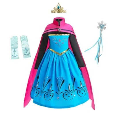 Afbeelding van Lito Angels Kostuum ijskoningin winkeljurk prinses Elsa met cape en accessoires voor baby&#039;s, maat 18 24 maanden