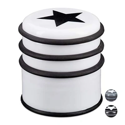 Afbeelding van Relaxdays deurstop ster massief deurstopper 8 cm hoog rubberringen deurbuffer wit