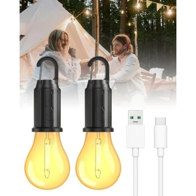 Afbeelding van Oplaadbare campinglamp, draagbare led, campinglamp met 3 verlichtingsmodi, campinglicht, noodlamp voor kamperen, tent, vissen, wandelen, 2 stuks