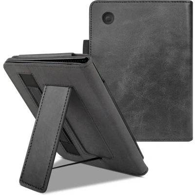 Afbeelding van imoshion Ereader Cover / Hoesje Geschikt voor Kobo Clara BW Colour Stand Bookcase Sleepcover met strap Zwart