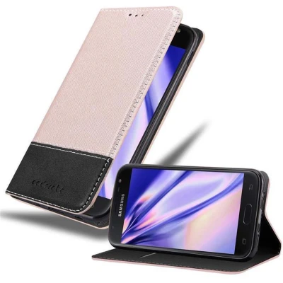 Afbeelding van Cadorabo Hoesje geschikt voor Samsung Galaxy J7 2017 in ROSE GOUD ZWART Beschermhoes met magnetische sluiting, standfunctie en kaartvakje Book Case Cover Etui