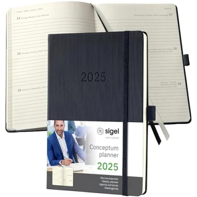 Afbeelding van Weekagenda Conceptum A5 2025 (NL/FR/EN/DU) zwart Hardcover
