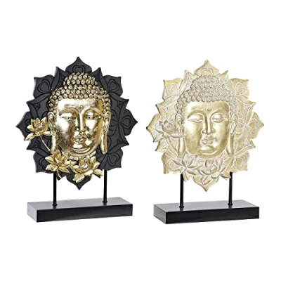 Afbeelding van Decoratieve figuren DKD Home Decor 27 x 8 33,5 cm Zwart Gouden Boeddha Orientaals (2 Stuks)
