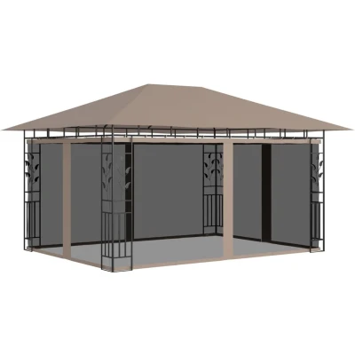 Afbeelding van VidaXL Prieel met klamboe 180 g/m² 4x3x2,73 m taupe