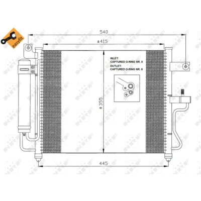 Afbeelding van NRF EASY FIT 35428 Condensor Airco Met droger, afdichtring 12,9 8,2 Aluminium 445