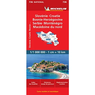 Afbeelding van Michelin 736 Slovenië Kroatië Bosnië Servië Montenegro Macedonië Wegenkaart Kleurloos Reisboeken &amp; Kaarten