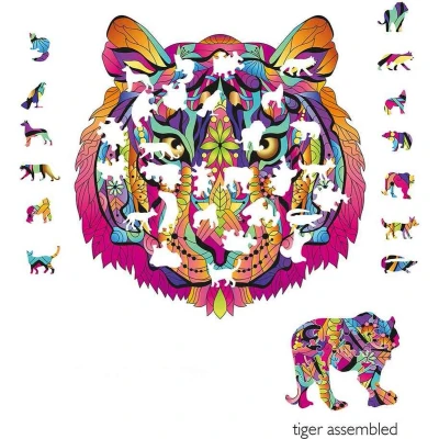 Afbeelding van Logica Giochi Mandala Houten Legpuzzel Tijger, 26,9x28 cm