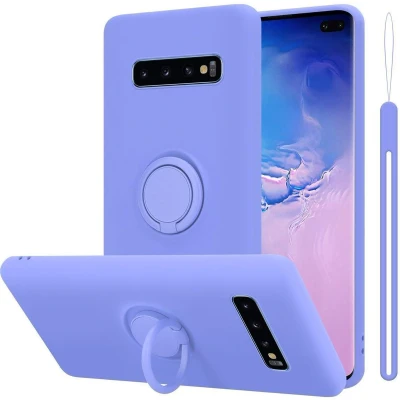 Afbeelding van Cadorabo Hoesje geschikt voor Samsung Galaxy S10 PLUS in LIQUID LICHT PAARS Beschermhoes van flexibel TPU silicone Case Cover met ring