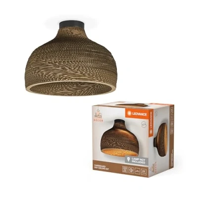 Afbeelding van LEDVANCE plafondlamp Decor Cardboard Hat bruin van golfkarton, lichtgewicht, E27, 360 mm diameter, lampenkap gerecycled materiaal, duurzaam dankzij vervangbare lichtbron, eenvoudig te installeren