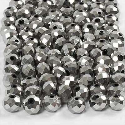 Afbeelding van Facet Kralen Metallic Grijs, 100st.