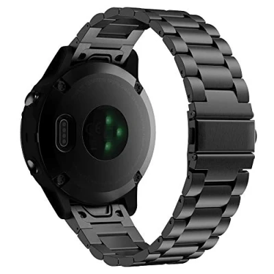 Afbeelding van MoKo Bandje compatibel met Garmin Fenix 7/6/6 Pro/5/5 Plus/Epix Gen 2/Forerunner 945/935/Approach S62/S60/Instinct 2/MARQ, 22 mm Quick Fit reservehorlogeband van roestvrij staal, zwart