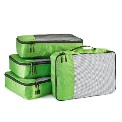 Afbeelding van Amazon Basics Opbergtassen voor bagage, maat L, blauw, 4 stuks, Groen, Taille M