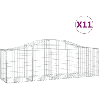 Afbeelding van VidaXL Schanskorven 11 st gewelfd 200x50x60/80 cm gegalvaniseerd ijzer