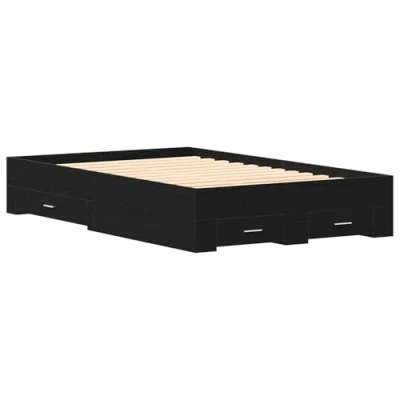 Afbeelding van vidaXL Bedframe met Laden Zwart Eiken 120x200 cm Bewerkt Hout
