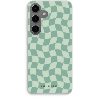 Afbeelding van Case Company® hoesje geschikt voor Samsung Galaxy S24 Grid Groen Soft Cover Telefoonhoesje Bescherming aan alle Kanten en Schermrand