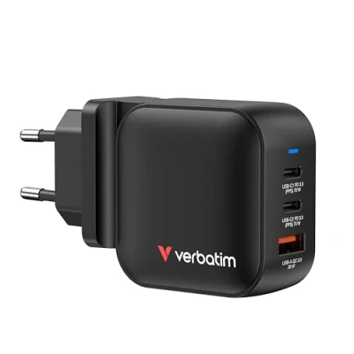 Afbeelding van Verbatim Mini GaN Muurlader 70W 3 Poorten EU/VK/VS Adapter