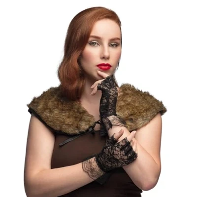 Afbeelding van Boland Kanten handschoenen Paris Zwart Volwassenen Vrouwen Charleston Flapper Roaring 20&#039;s Carnaval Themafeest
