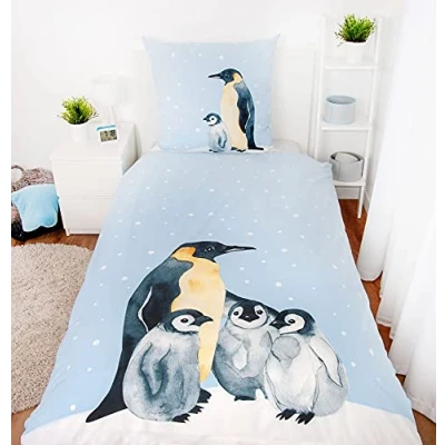 Afbeelding van Klaus Herding GmbH Flanellen beddengoed pinguïn 135x200 cm 80x80 100% katoen