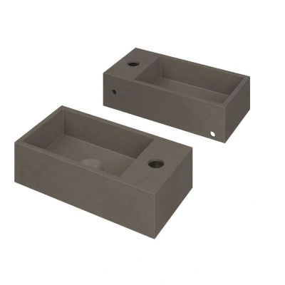Afbeelding van INK Versus Fontein 36x18x9cm wasbak links 1 kraangat Quartz beton