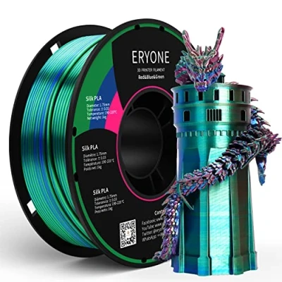 Afbeelding van ERYONE Silk driekleurig PLA draad, 1,75 mm, FDM 3D printerdraad, 1 kg, maatnauwkeurigheid +/ 0,03 zijde rood, blauw en groen