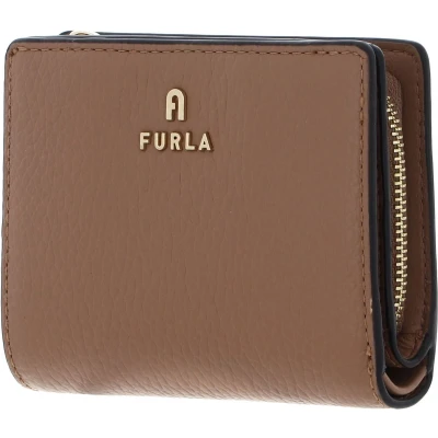 Afbeelding van FURLA Leren Portemonnee Camelia Compact Wallet Deserto Lichtbruin