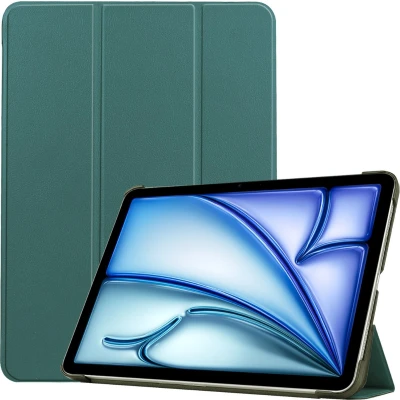 Afbeelding van Case2go Tablet hoes geschikt voor Apple iPad Air 13 (2024) Tri fold Auto/Wake functie Donker Groen